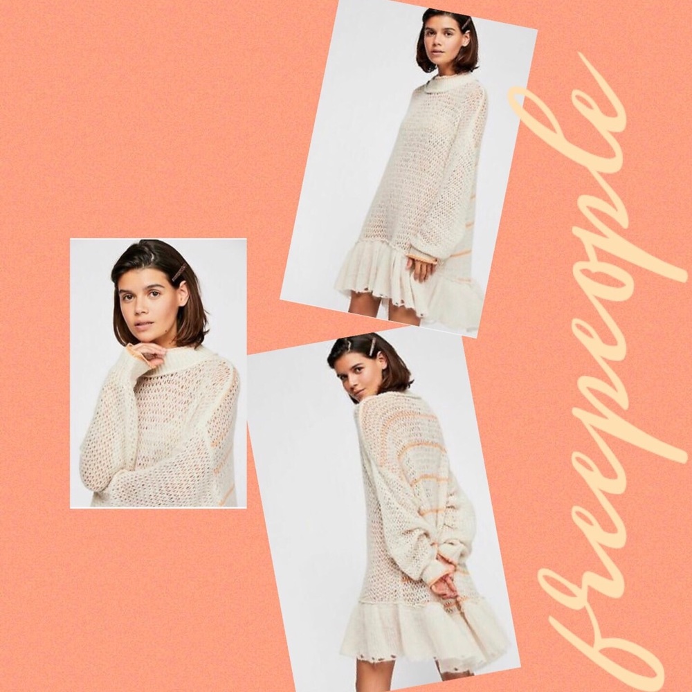 📌SOLD📌FREE PEOPLE  TUNIC SWEATER IVORY - Picture 2 of 8